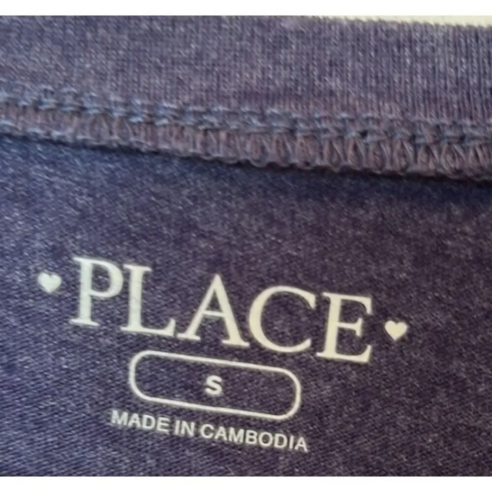 The Childrens Place Girls Size L Novelty Tee Dramatic Heathered Blue T-Shirt